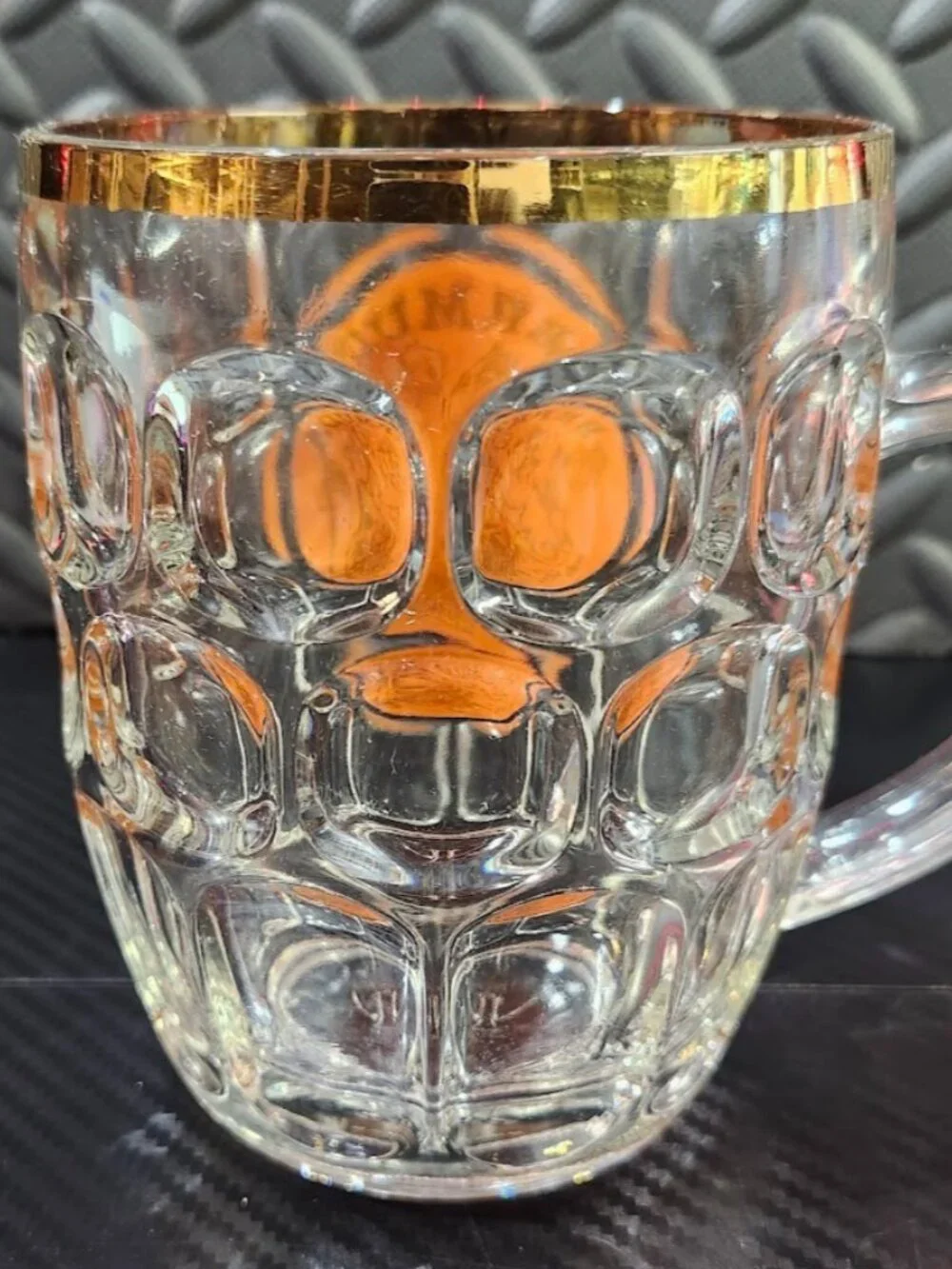 Vintage Ravenhead Glass Gold Trim Bermuda Souvenir Half Pint Stein Mug